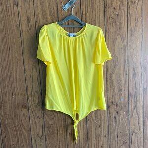 Counterparts Yellow Tie Front Short Sleeve Blouse